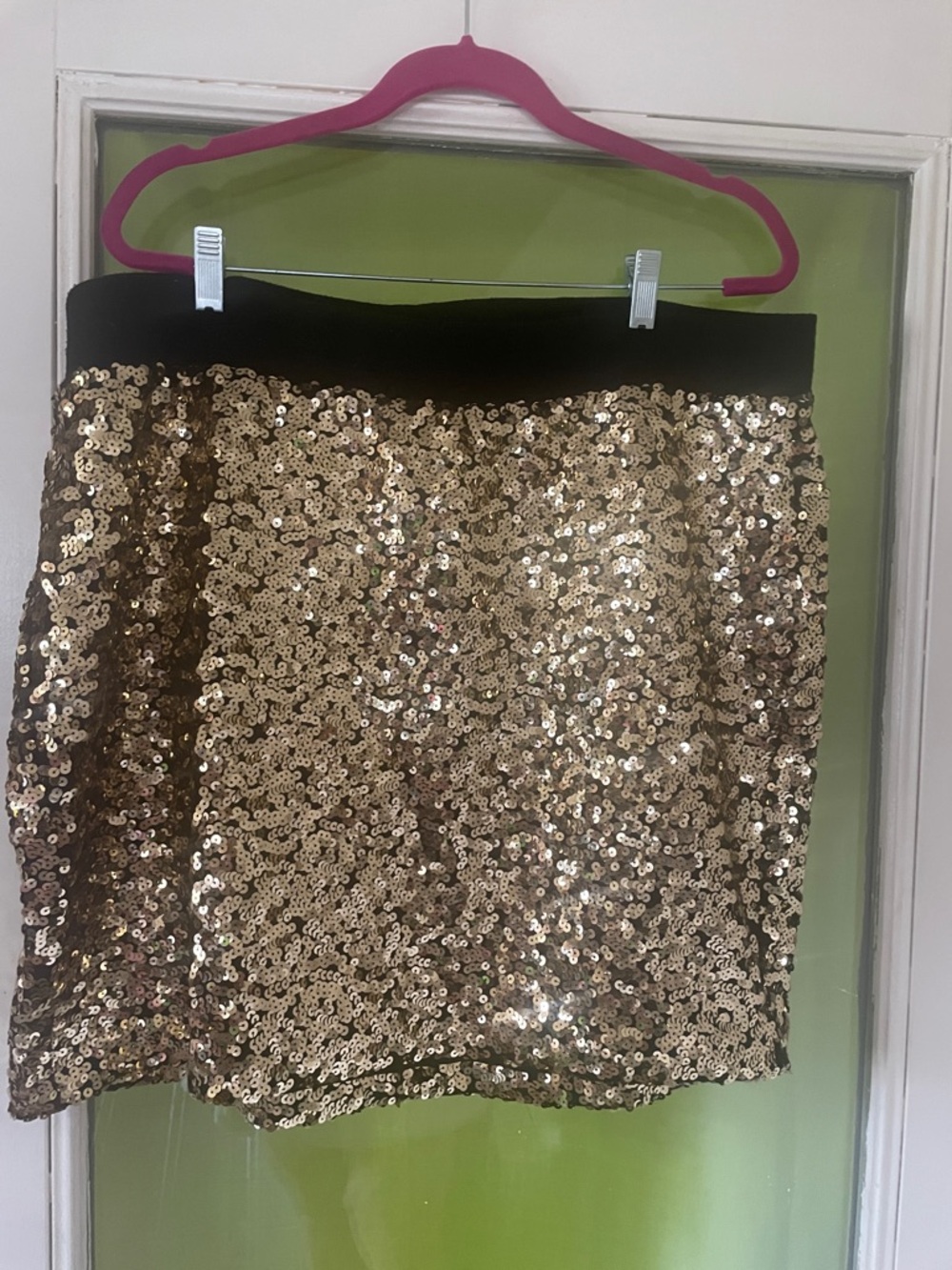 torrid Gold Sequin Mini Skirt with Black Waistband